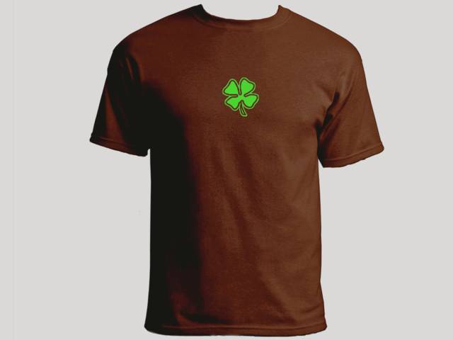 Four-leaf lucky clover Shamrock brown shirt